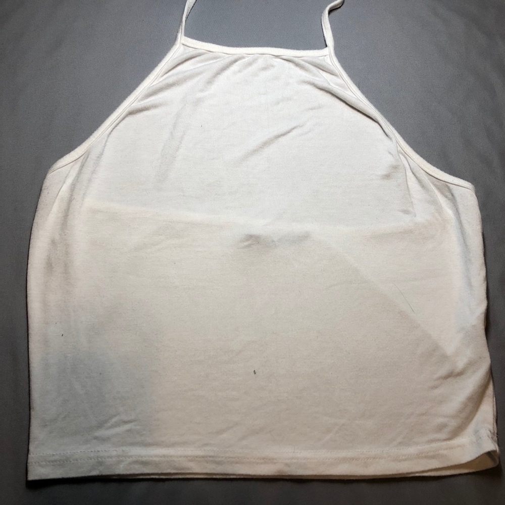 White Halte Top Open Back Cropped Blouse